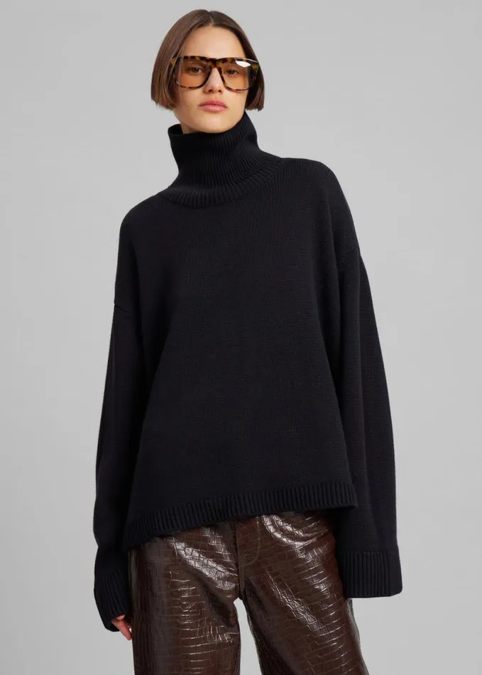Clothing Women The Frankie Shop Rhea Trapeze Turtleneck 8211 Black