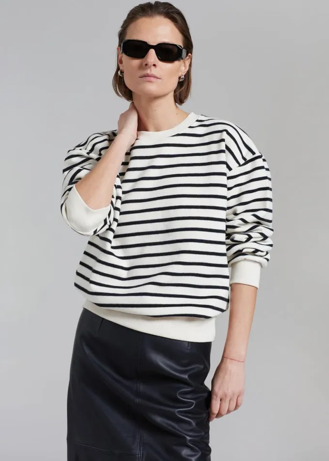 Clothing Women The Frankie Shop Saint Stripe Sweater 8211 BlackWhite Stripe