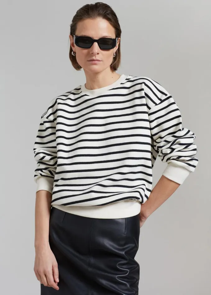 Clothing Women The Frankie Shop Saint Stripe Sweater 8211 BlackWhite Stripe