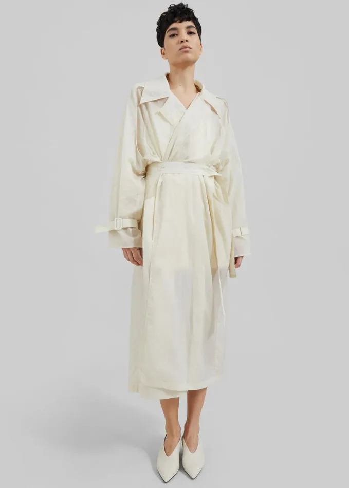 Clothing Women The Frankie Shop Sal Trench Coat 8211 Ivory