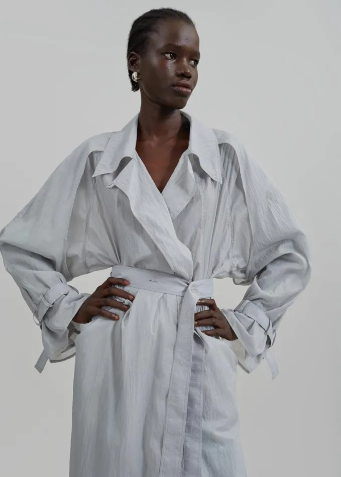 Clothing Women The Frankie Shop Sal Trench Coat 8211 Light Grey