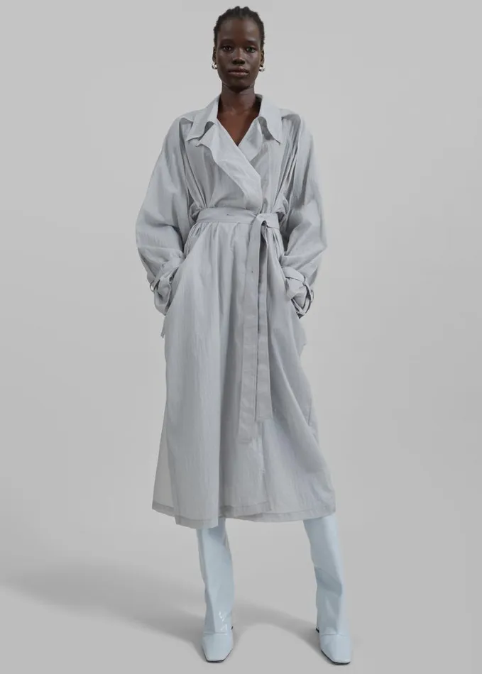 Clothing Women The Frankie Shop Sal Trench Coat 8211 Light Grey