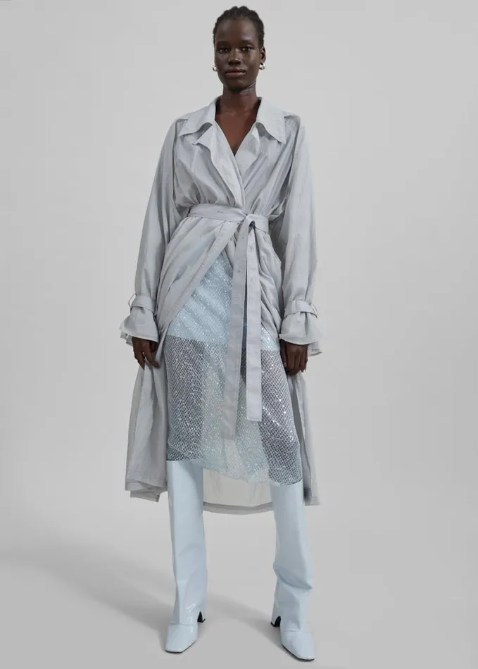 Clothing Women The Frankie Shop Sal Trench Coat 8211 Light Grey