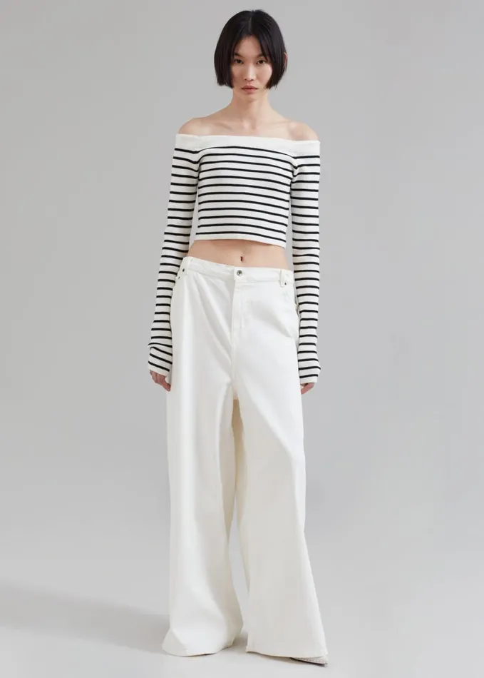 Clothing Women The Frankie Shop Sasha Wide Leg Jeans 8211 Off White
