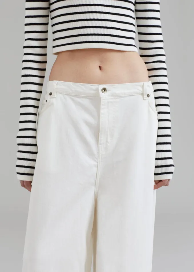 Clothing Women The Frankie Shop Sasha Wide Leg Jeans 8211 Off White