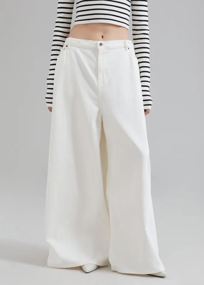 Clothing Women The Frankie Shop Sasha Wide Leg Jeans 8211 Off White