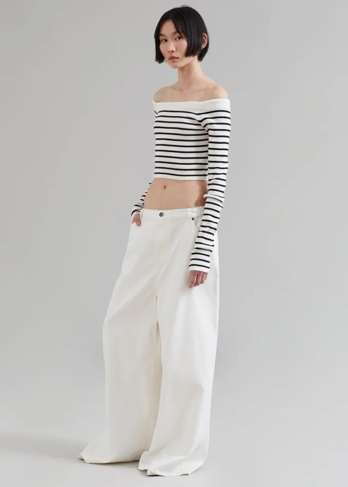 Clothing Women The Frankie Shop Sasha Wide Leg Jeans 8211 Off White