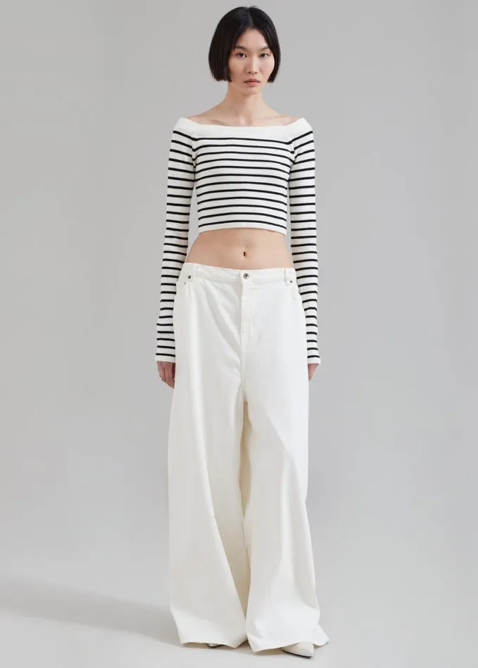 Clothing Women The Frankie Shop Sasha Wide Leg Jeans 8211 Off White