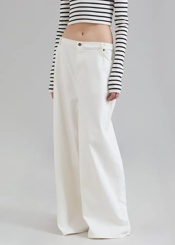 Clothing Women The Frankie Shop Sasha Wide Leg Jeans 8211 Off White