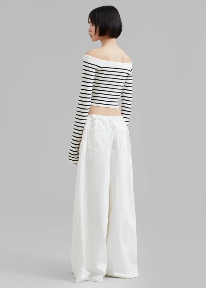 Clothing Women The Frankie Shop Sasha Wide Leg Jeans 8211 Off White