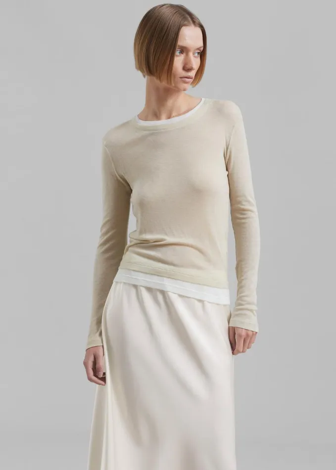 Clothing Women The Frankie Shop Scottie Layered Tee 8211 Butter