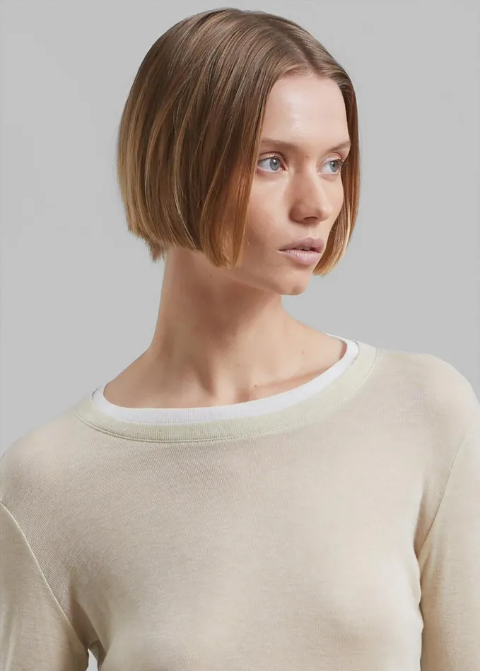 Clothing Women The Frankie Shop Scottie Layered Tee 8211 Butter