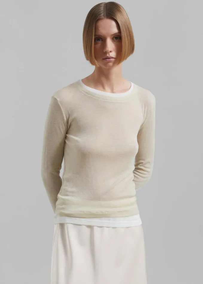 Clothing Women The Frankie Shop Scottie Layered Tee 8211 Butter