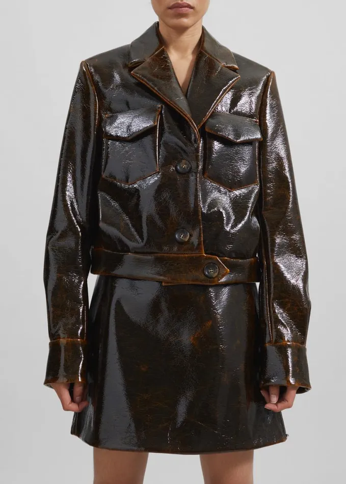 Clothing Women The Frankie Shop Sportmax Macro Jacket 8211 Dark Brown