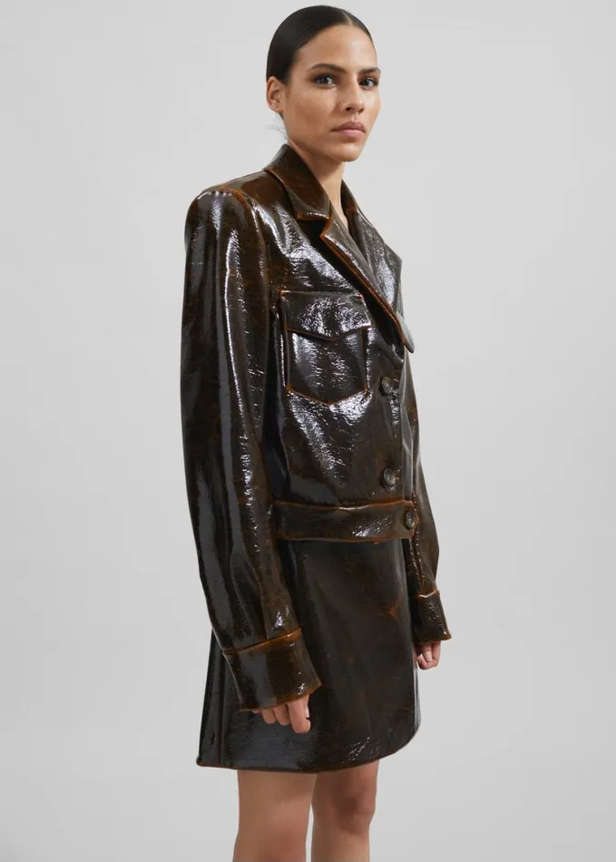 Clothing Women The Frankie Shop Sportmax Macro Jacket 8211 Dark Brown