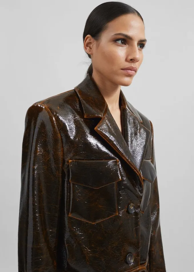 Clothing Women The Frankie Shop Sportmax Macro Jacket 8211 Dark Brown