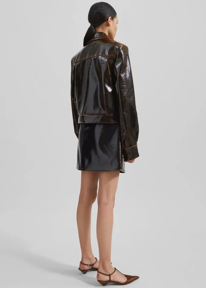 Clothing Women The Frankie Shop Sportmax Macro Jacket 8211 Dark Brown