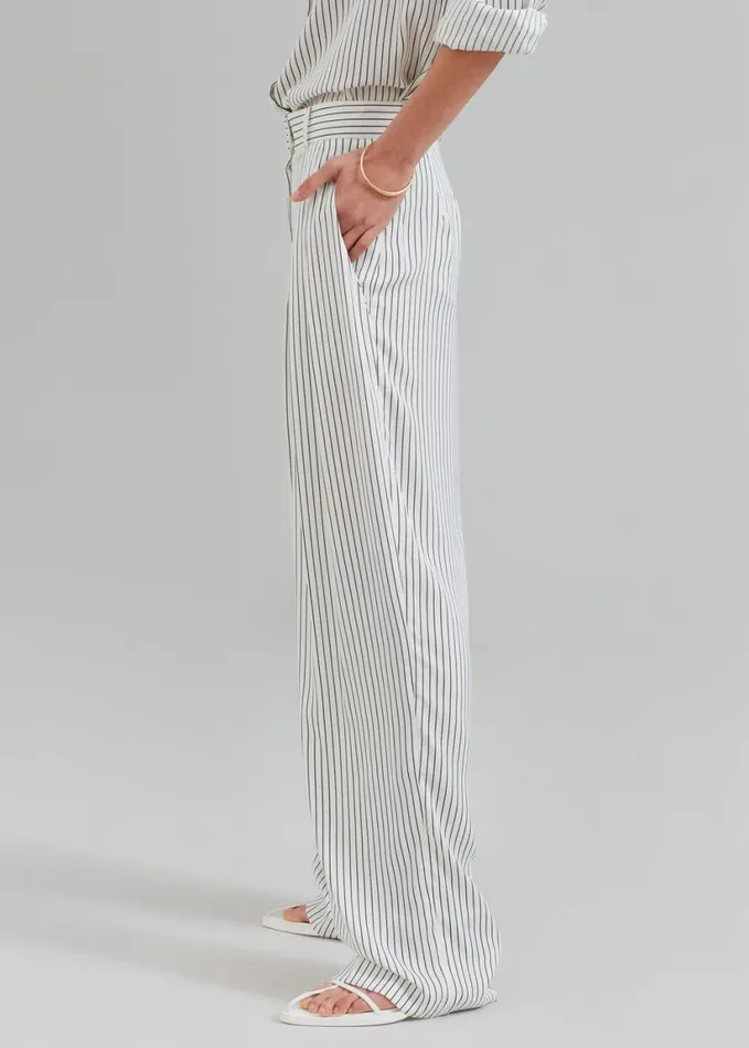 Clothing Women The Frankie Shop Tansy Satin Pants 8211 White Pinstripe