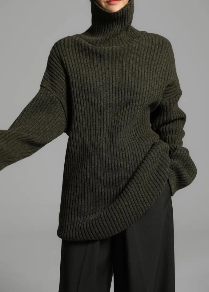 Clothing Women The Frankie Shop Thelma Ribbed Sweater Dress 8211 Khaki