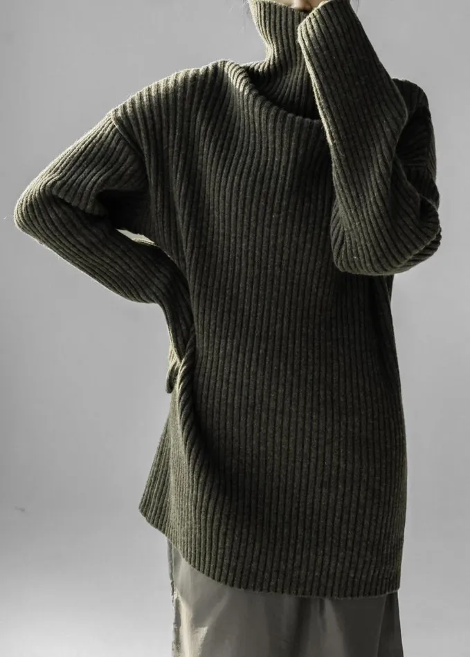 Clothing Women The Frankie Shop Thelma Ribbed Sweater Dress 8211 Khaki