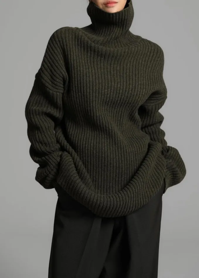 Clothing Women The Frankie Shop Thelma Ribbed Sweater Dress 8211 Khaki