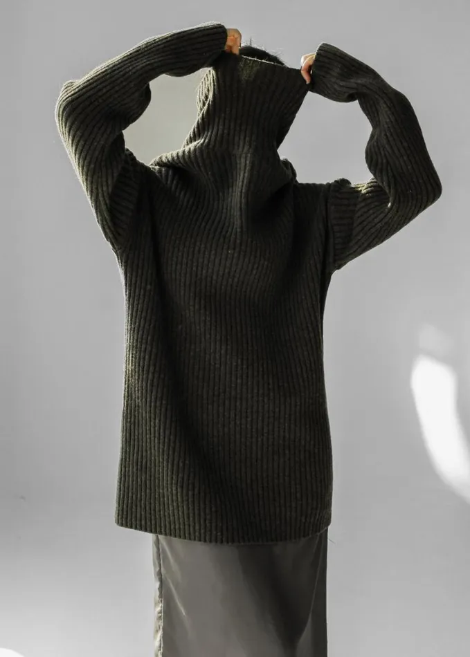 Clothing Women The Frankie Shop Thelma Ribbed Sweater Dress 8211 Khaki