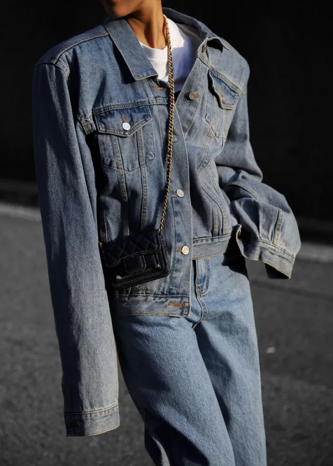 Clothing Women The Frankie Shop Timothee Padded Denim Jacket 8211 Light Wash