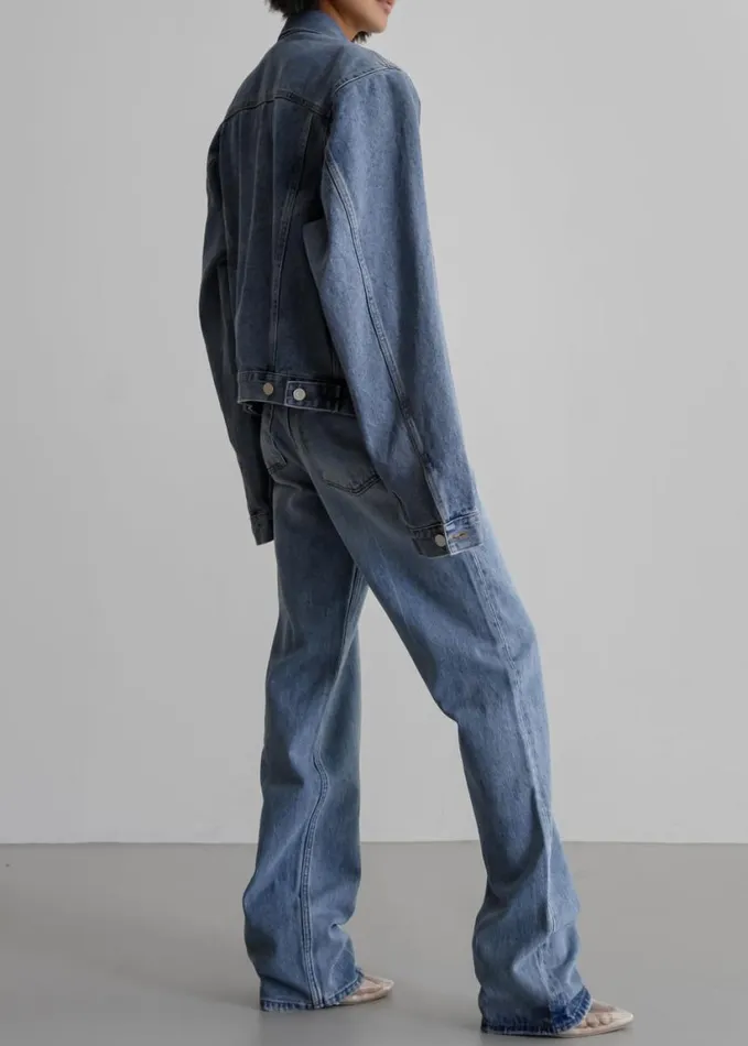 Clothing Women The Frankie Shop Timothee Padded Denim Jacket 8211 Light Wash