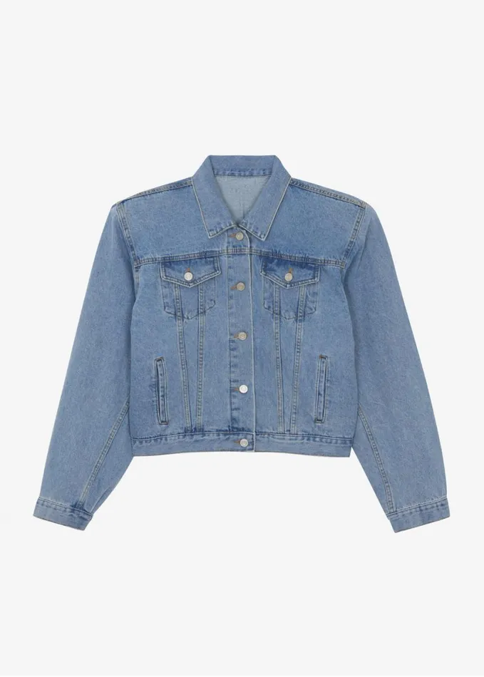 Clothing Women The Frankie Shop Timothee Padded Denim Jacket 8211 Light Wash