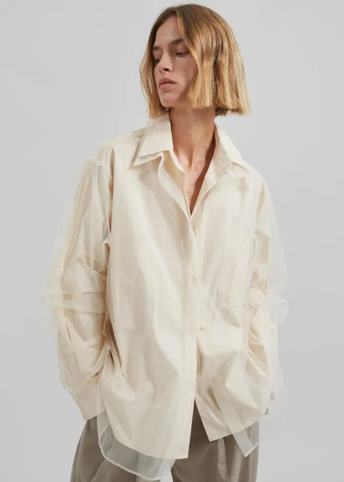 Clothing Women The Frankie Shop Valetta Double Shirt 8211 Ivory