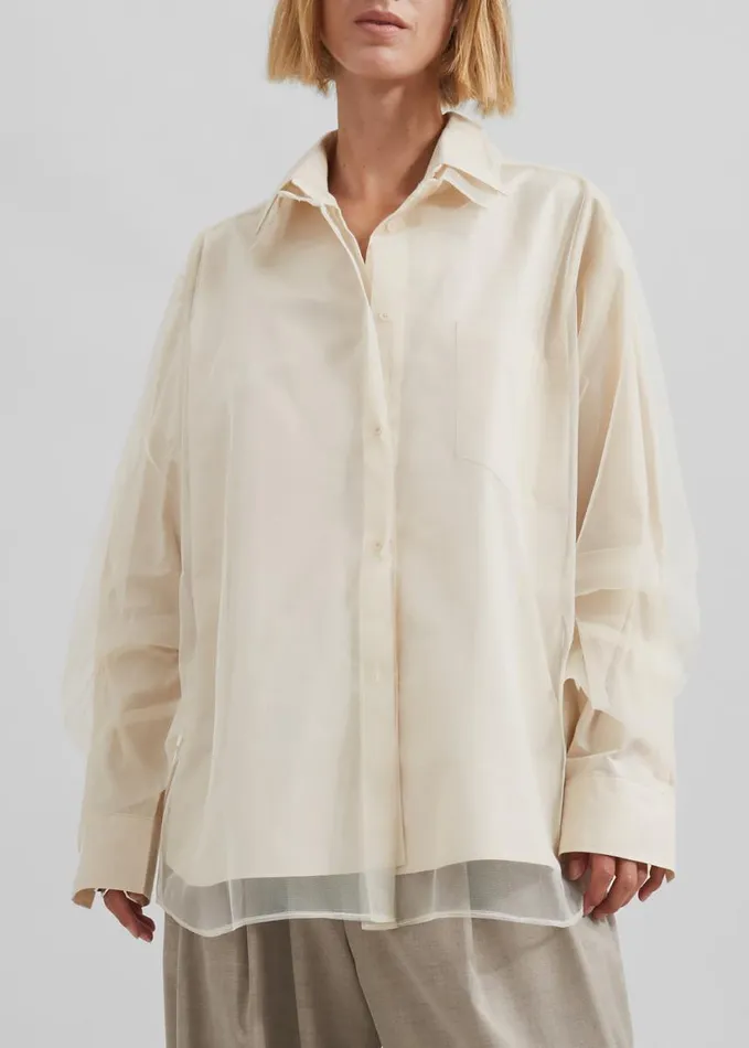 Clothing Women The Frankie Shop Valetta Double Shirt 8211 Ivory