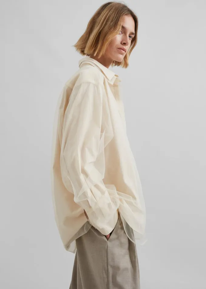 Clothing Women The Frankie Shop Valetta Double Shirt 8211 Ivory
