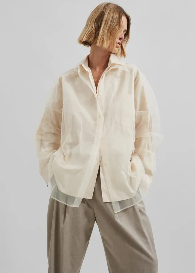 Clothing Women The Frankie Shop Valetta Double Shirt 8211 Ivory