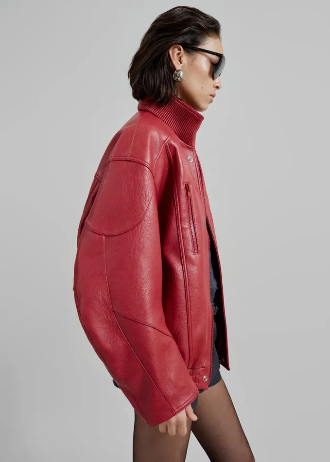 Clothing Women The Frankie Shop Zion Bomber Jacket 8211 Red