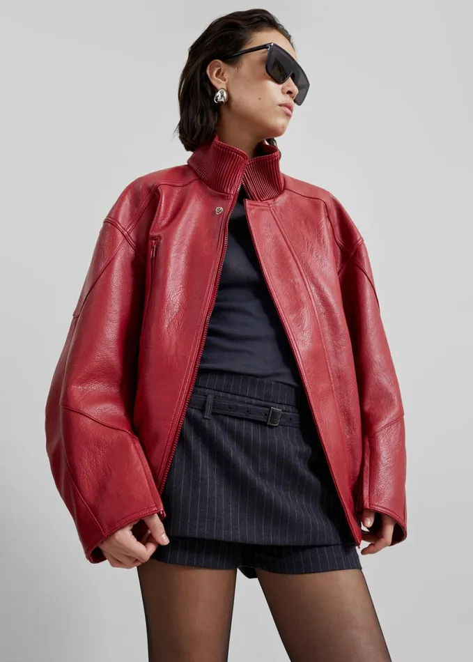 Clothing Women The Frankie Shop Zion Bomber Jacket 8211 Red