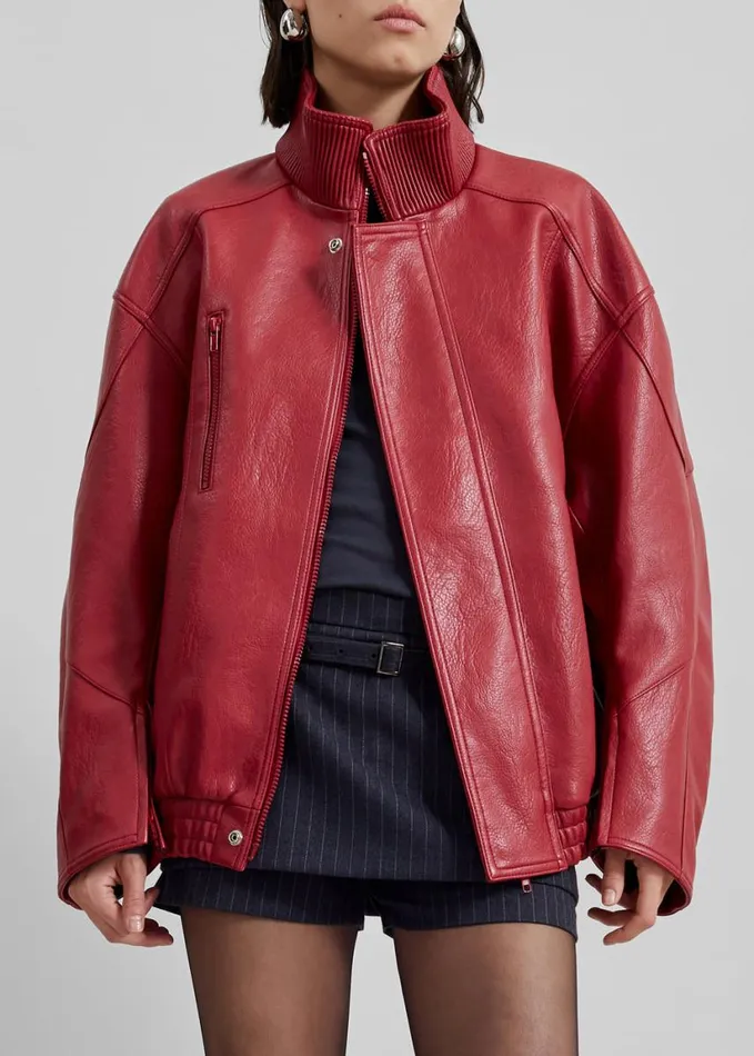 Clothing Women The Frankie Shop Zion Bomber Jacket 8211 Red