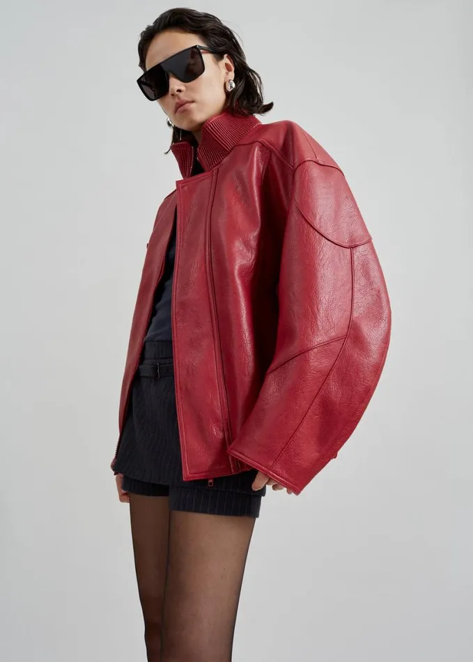 Clothing Women The Frankie Shop Zion Bomber Jacket 8211 Red