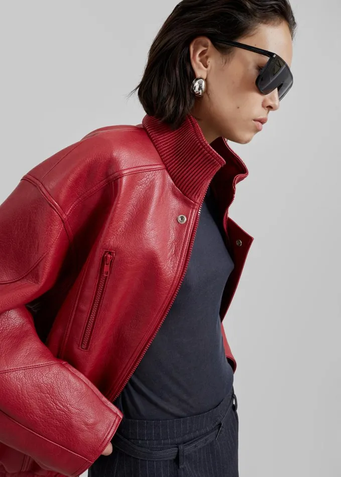 Clothing Women The Frankie Shop Zion Bomber Jacket 8211 Red