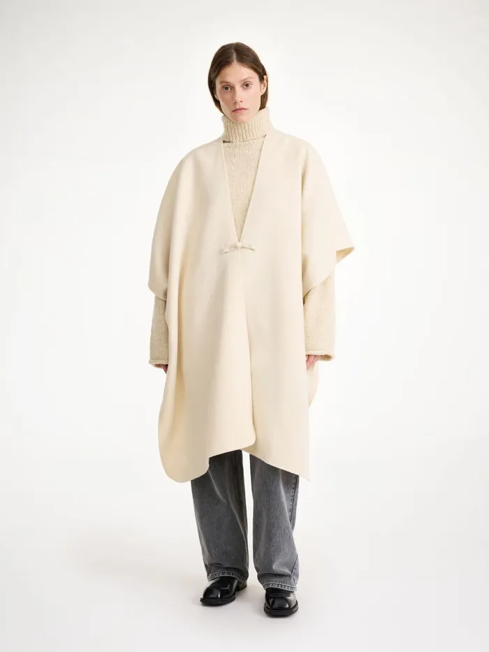 Coats and Jackets Women By Malene Birger Robertas Wool Cape Pearl