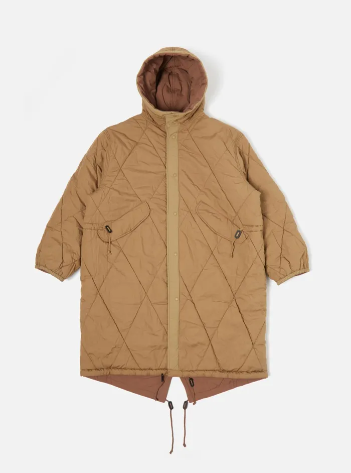 Coats and Outerwear Men Universal Works Universal Works Reversible Diamond Quilt Parka In Brown Recycled Nylon