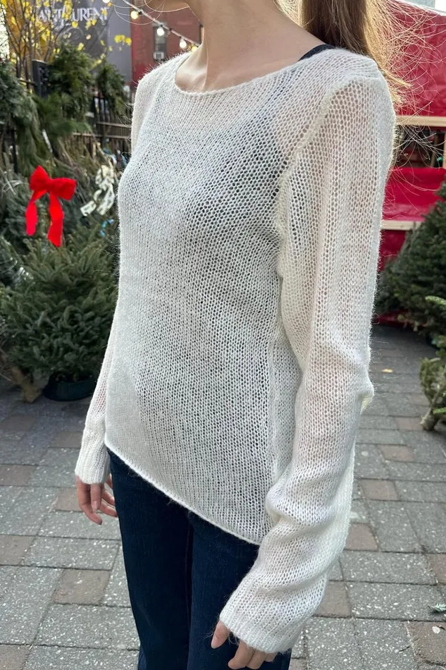 Colette Boat Neck Sweater Ivory Women Brandy Melville Sweaters
