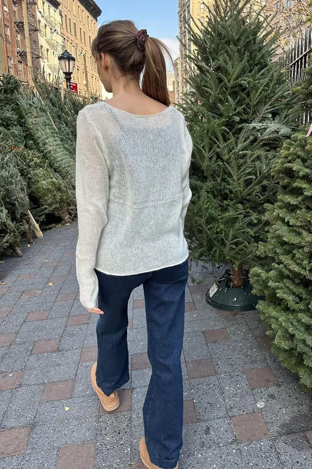 Colette Boat Neck Sweater Ivory Women Brandy Melville Sweaters