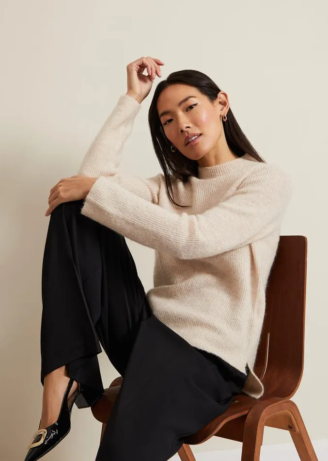 Connie Mohair Blend Jumper Stone Women Phase Eight Knitwear