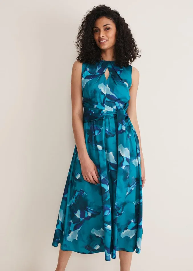 Corrin Butterfly Print Midi Dress Malachitemulti Women Phase Eight Dresses