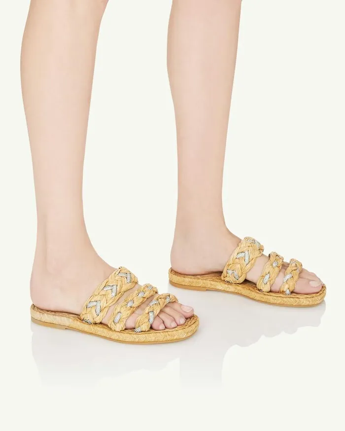 Costiera Espadrille Flat Beige Women Aquazzura Slides and Mules