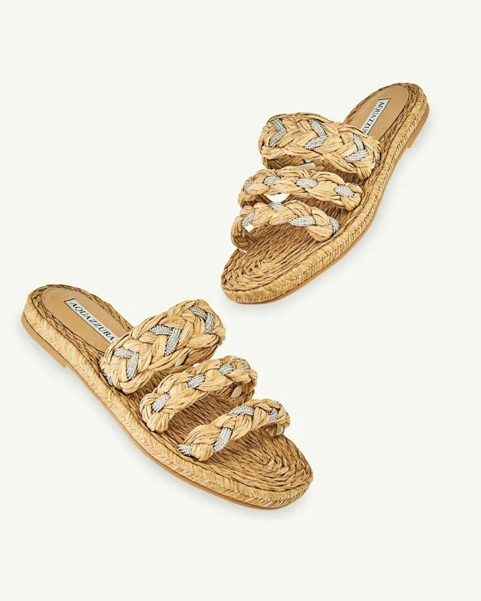 Costiera Espadrille Flat Beige Women Aquazzura Slides and Mules Costiera Espadrille Flat Beige Women Aquazzura Slides and Mules