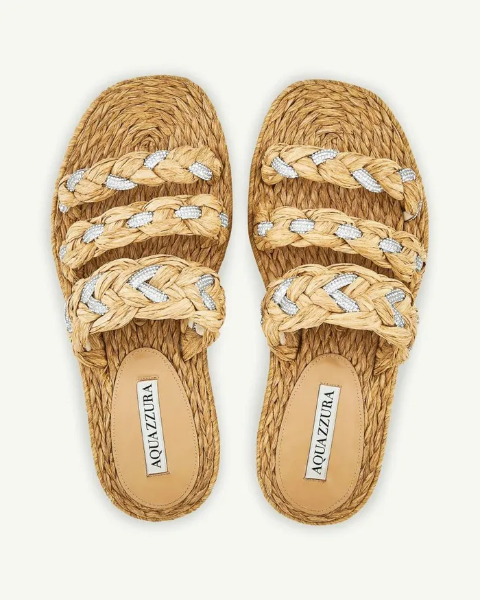 Costiera Espadrille Flat Beige Women Aquazzura Slides and Mules Costiera Espadrille Flat Beige Women Aquazzura Slides and Mules