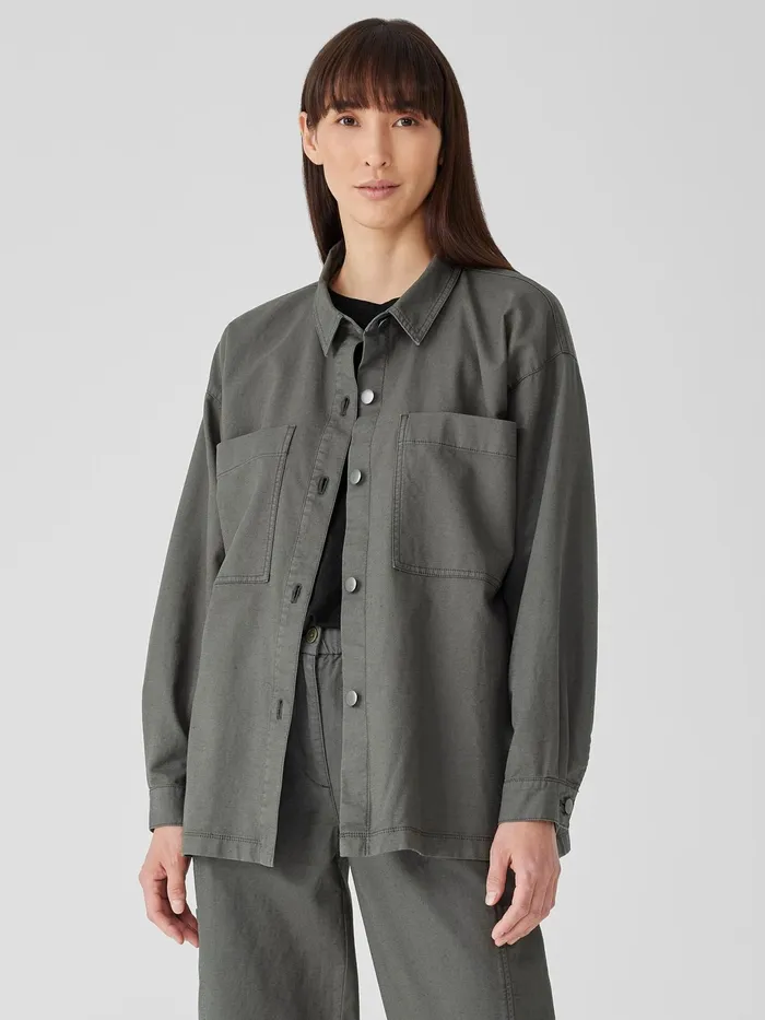 Cotton Hemp Stretch Shirt Jacket Briar Women Eileen Fisher Petite