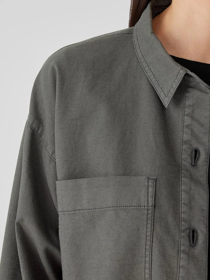 Cotton Hemp Stretch Shirt Jacket Briar Women Eileen Fisher Petite