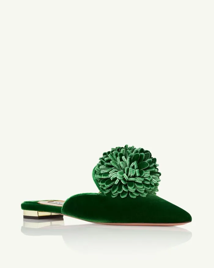 Couturier Mule Flat Green Women Aquazzura Flats